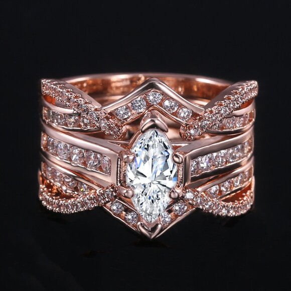 Sweet Anillos Shiny Marquis Dainty Zircon Micro Pave Rings for Women, PD018 - Picture 4 of 6